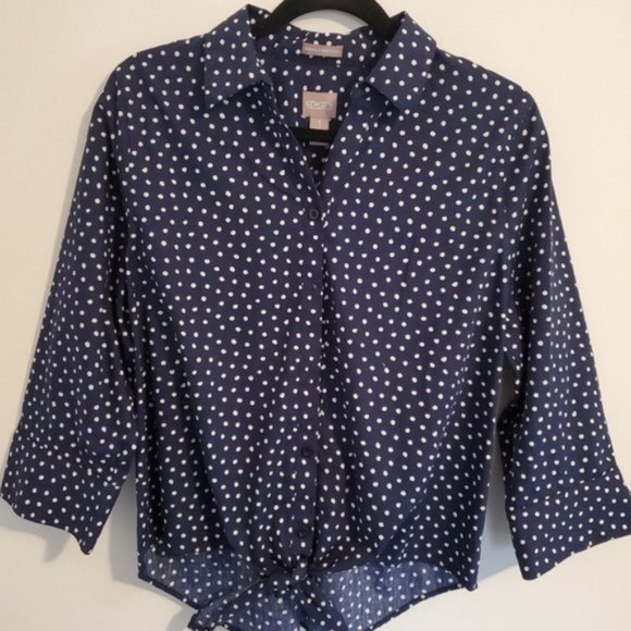 Chico's Tops - Chico's Blue and White Polka Dot Blouse, Size 1